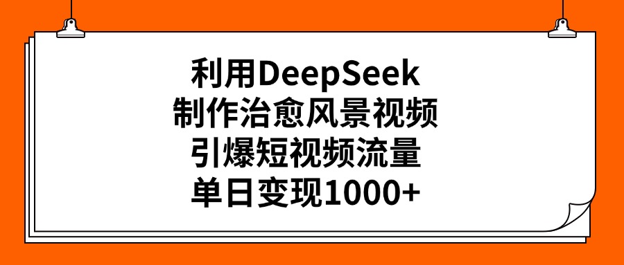 利用DeepSeek制作治愈风景视频，引爆短视频流量，单日变现1000+时点搞钱-网创项目资源站-副业项目-创业项目-搞钱项目时点搞钱