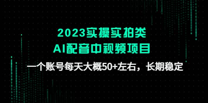 2023实操实拍类AI配音中视频项目，一个账号每天大概50+左右，长期稳定时点搞钱-网创项目资源站-副业项目-创业项目-搞钱项目时点搞钱