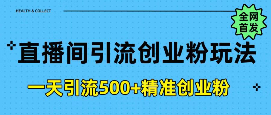 直播间引流创业粉玩法，一天轻松引流500+精准创业粉时点搞钱-网创项目资源站-副业项目-创业项目-搞钱项目时点搞钱