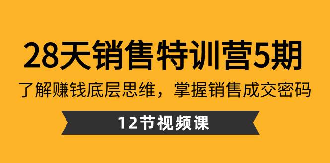 28天·销售特训营5期：了解赚钱底层思维，掌握销售成交密码（12节课）时点搞钱-网创项目资源站-副业项目-创业项目-搞钱项目时点搞钱