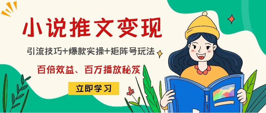 小说推文训练营时点搞钱-网创项目资源站-副业项目-创业项目-搞钱项目时点搞钱