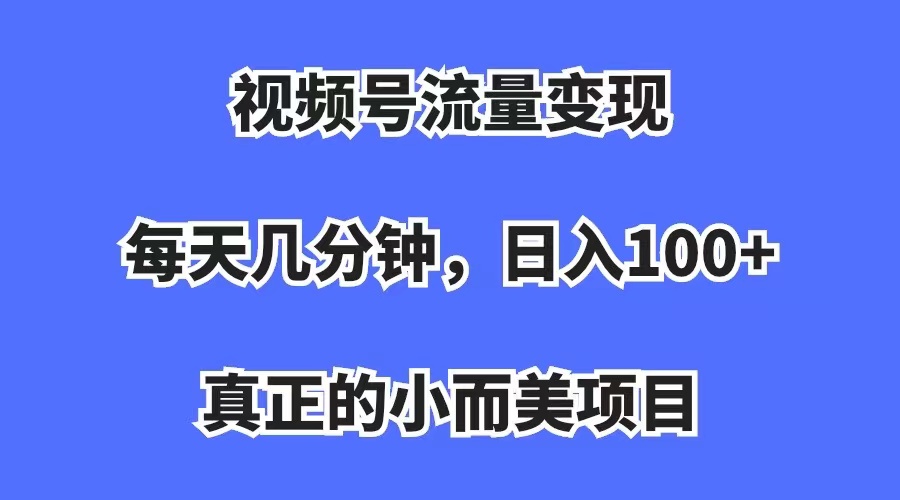 视频号流量变现，每天几分钟，收入100+，真正的小而美项目时点搞钱-网创项目资源站-副业项目-创业项目-搞钱项目时点搞钱