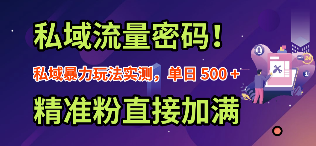 私域流量密码！私域暴力玩法实测，单日 500 + 精准粉直接加满时点搞钱-网创项目资源站-副业项目-创业项目-搞钱项目时点搞钱