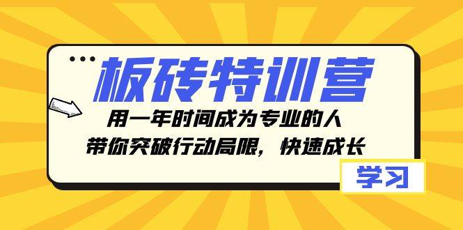 板砖特训营，用一年时间成为专业的人，带你突破行动局限，快速成长时点搞钱-网创项目资源站-副业项目-创业项目-搞钱项目时点搞钱