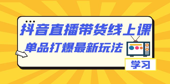 抖音·直播带货线上课，单品打爆最新玩法（12节课）时点搞钱-网创项目资源站-副业项目-创业项目-搞钱项目时点搞钱