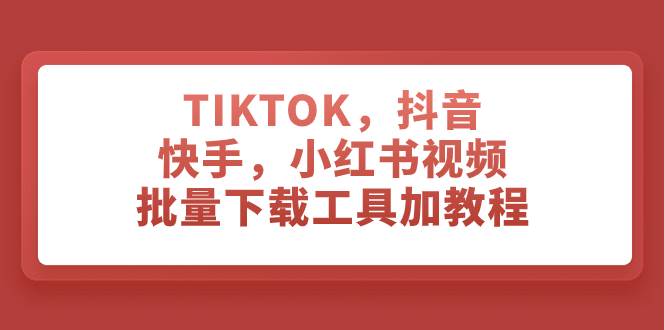 TIKTOK，抖音，快手，小红书视频批量下载工具加教程时点搞钱-网创项目资源站-副业项目-创业项目-搞钱项目时点搞钱