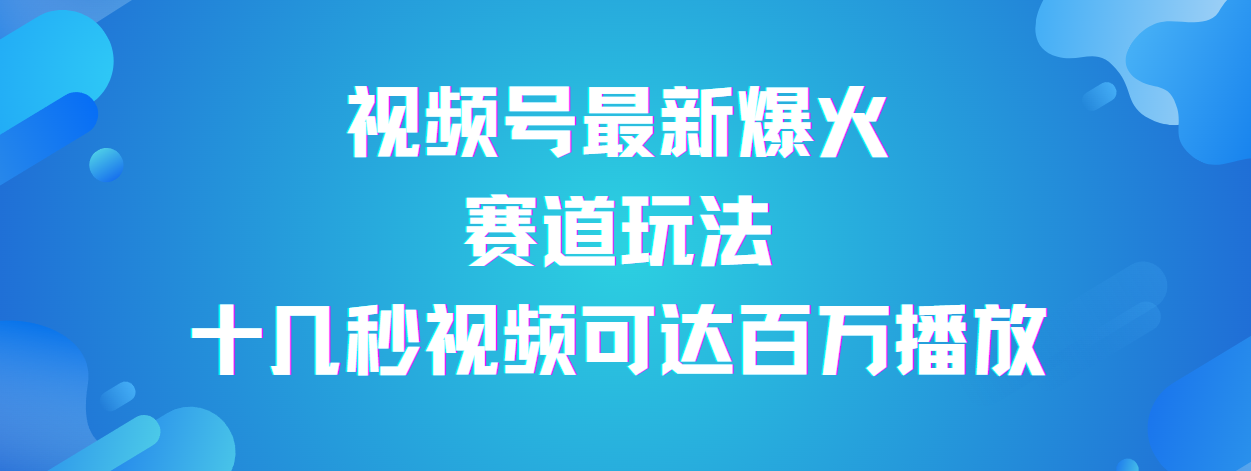 视频号最新爆火赛道玩法,流量巨大,视频制作简单,轻松月入数万时点搞钱-网创项目资源站-副业项目-创业项目-搞钱项目时点搞钱