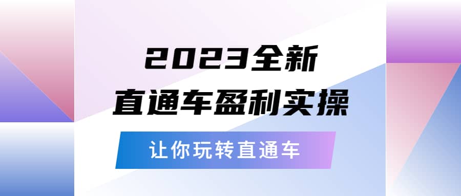 2023全新直通车·盈利实操：从底层，策略到搭建，让你玩转直通车时点搞钱-网创项目资源站-副业项目-创业项目-搞钱项目时点搞钱