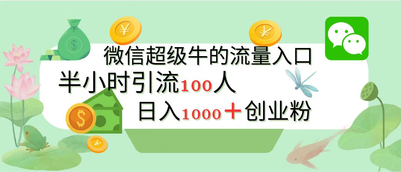 新的引流变现阵地，微信超级牛的流量入口，半小时引流100人，日入1000+创业粉时点搞钱-网创项目资源站-副业项目-创业项目-搞钱项目时点搞钱