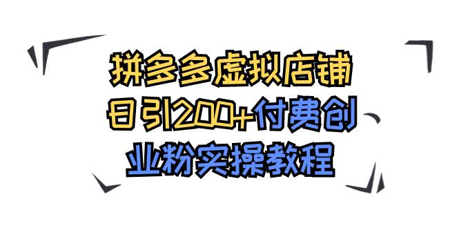 拼多多虚拟店铺日引200+付费创业粉实操教程时点搞钱-网创项目资源站-副业项目-创业项目-搞钱项目时点搞钱