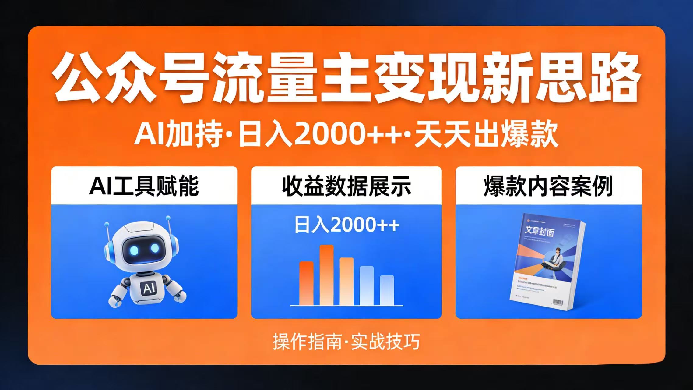 公众号流量主变现新思路：AI 加持，日入 2000++ 天天出爆款时点搞钱-网创项目资源站-副业项目-创业项目-搞钱项目时点搞钱