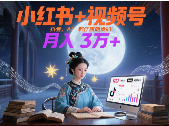 小红书+视频号+抖音,AI轻松制作唐朝贵妇IP,毒鸡汤、励志、减肥瘦身、养生赛道轻松切入,每天30分钟,轻松产出N条,月入3万+ 时点搞钱-网创项目资源站-副业项目-创业项目-搞钱项目时点搞钱