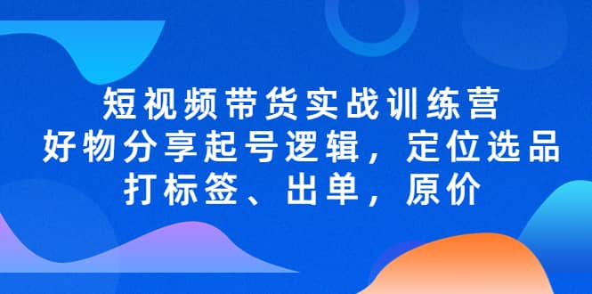 短视频带货实战训练营，好物分享起号逻辑，定位选品打标签、出单，原价时点搞钱-网创项目资源站-副业项目-创业项目-搞钱项目时点搞钱