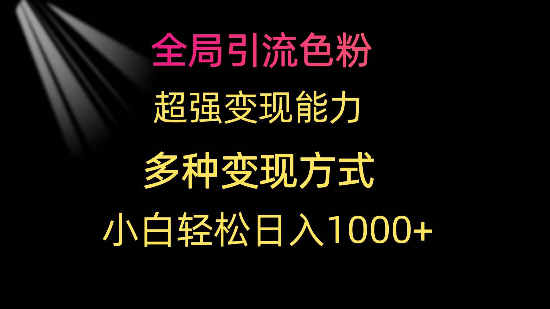 全局引流色粉 超强变现能力 多种变现方式 小白轻松日入1000+时点搞钱-网创项目资源站-副业项目-创业项目-搞钱项目时点搞钱
