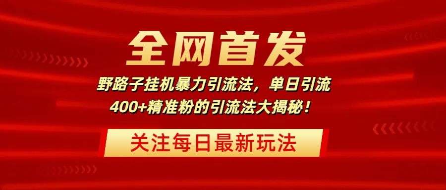 全网首发,野路子挂机暴力引流法,单日引流400+精准粉的引流法大揭秘!时点搞钱-网创项目资源站-副业项目-创业项目-搞钱项目时点搞钱