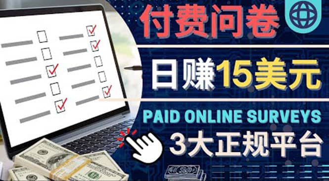 参与付费调查，利用自己的空闲时间完成问卷，适合新手的平台，日赚15美元时点搞钱-网创项目资源站-副业项目-创业项目-搞钱项目时点搞钱