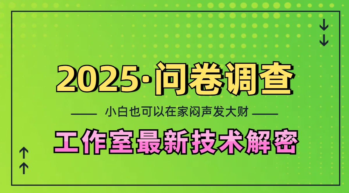 2025《问卷调查》最新工作室技术解密：一个人在家也可以闷声发大财，小白一天200+，可矩阵放大时点搞钱-网创项目资源站-副业项目-创业项目-搞钱项目时点搞钱