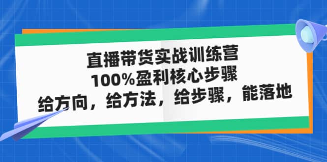 直播带货实战训练营：100%盈利核心步骤，给方向，给方法，给步骤，能落地时点搞钱-网创项目资源站-副业项目-创业项目-搞钱项目时点搞钱