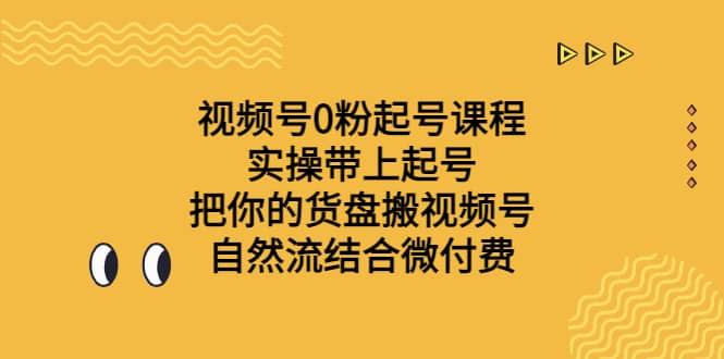 视频号0粉起号课程 实操带上起号 把你的货盘搬视频号 自然流结合微付费时点搞钱-网创项目资源站-副业项目-创业项目-搞钱项目时点搞钱