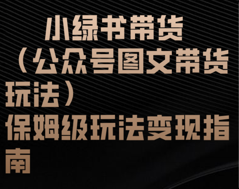 小绿书带货(公众号图文带货玩法)保姆级玩法变现指南时点搞钱-网创项目资源站-副业项目-创业项目-搞钱项目时点搞钱