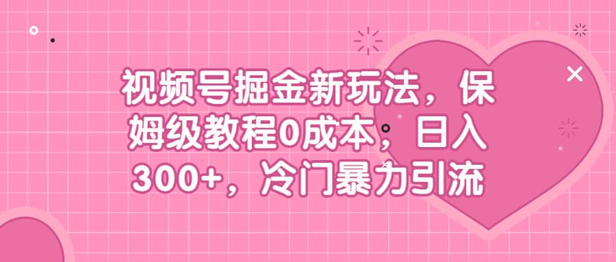 视频号掘金新玩法，保姆级教程0成本，日入300+，冷门暴力引流时点搞钱-网创项目资源站-副业项目-创业项目-搞钱项目时点搞钱