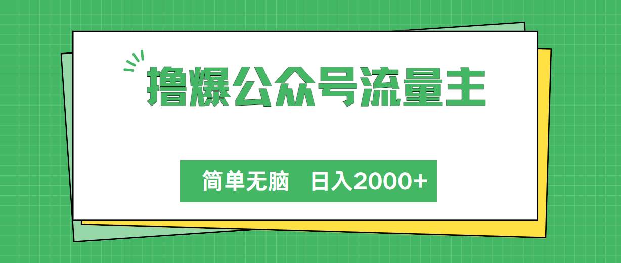 撸爆公众号流量主，简单无脑，单日变现2000+时点搞钱-网创项目资源站-副业项目-创业项目-搞钱项目时点搞钱
