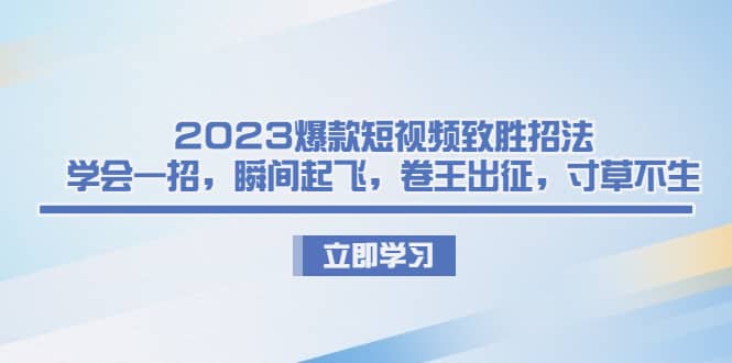 2023爆款短视频致胜招法，学会一招，瞬间起飞，卷王出征，寸草不生时点搞钱-网创项目资源站-副业项目-创业项目-搞钱项目时点搞钱