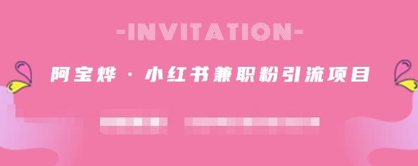 阿宝烨·小红书兼职粉引流项目，流量大，引流效果好【视频课程】时点搞钱-网创项目资源站-副业项目-创业项目-搞钱项目时点搞钱