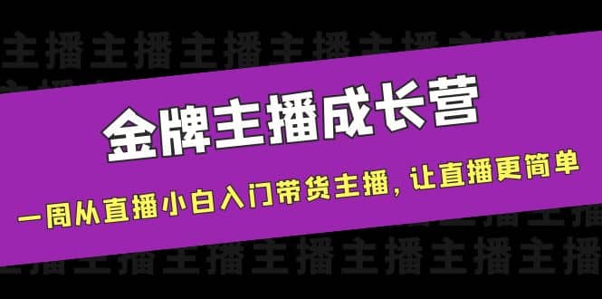 金牌主播成长营，一周从直播小白入门带货主播，让直播更简单时点搞钱-网创项目资源站-副业项目-创业项目-搞钱项目时点搞钱