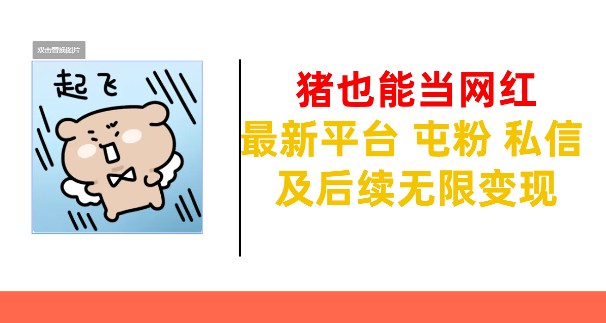 猪也能当网红-最新平台 屯粉 交流 私信 及后续无限变现时点搞钱-网创项目资源站-副业项目-创业项目-搞钱项目时点搞钱