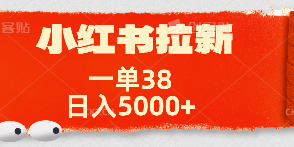 小红书拉新项目，一单38元！日入5000+【揭秘】时点搞钱-网创项目资源站-副业项目-创业项目-搞钱项目时点搞钱