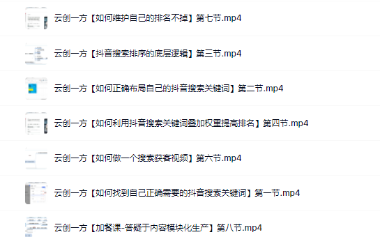 云创一方2022抖音SEO系列课程，教你如何快速上抖音搜索排名第一时点搞钱-网创项目资源站-副业项目-创业项目-搞钱项目时点搞钱