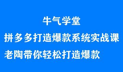 牛气学堂拼多多打造爆款系统实战课，老陶带你轻松打造爆款时点搞钱-网创项目资源站-副业项目-创业项目-搞钱项目时点搞钱