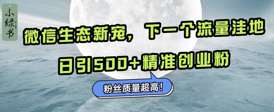 微信生态新宠小绿书:下一个流量洼地,粉丝质量超高,日引500+精准创业粉,时点搞钱-网创项目资源站-副业项目-创业项目-搞钱项目时点搞钱