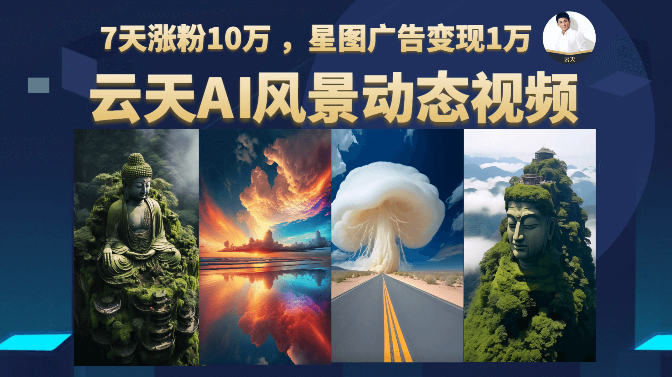 云天AI风景动图视频制作，7天涨粉10万 ，星图广告变现1万时点搞钱-网创项目资源站-副业项目-创业项目-搞钱项目时点搞钱