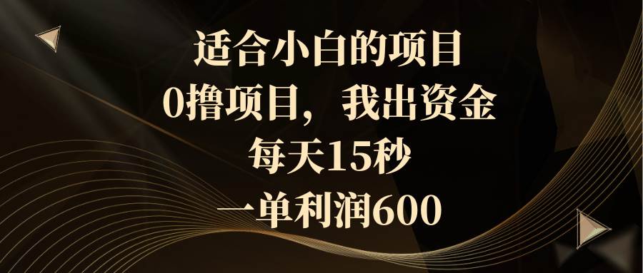 适合小白的项目，0撸项目，我出资金，每天15秒，一单利润600时点搞钱-网创项目资源站-副业项目-创业项目-搞钱项目时点搞钱
