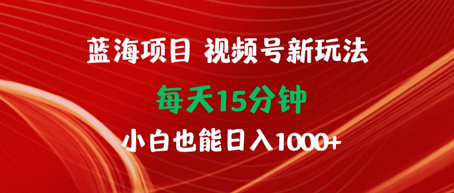 蓝海项目视频号新玩法 每天15分钟 小白也能日入1000+时点搞钱-网创项目资源站-副业项目-创业项目-搞钱项目时点搞钱