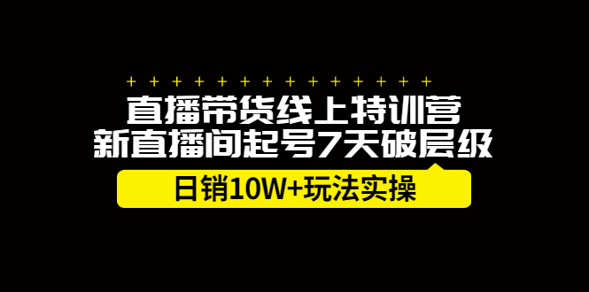 直播带货线上特训营，新直播间起号7天破层级日销10万玩法实操时点搞钱-网创项目资源站-副业项目-创业项目-搞钱项目时点搞钱
