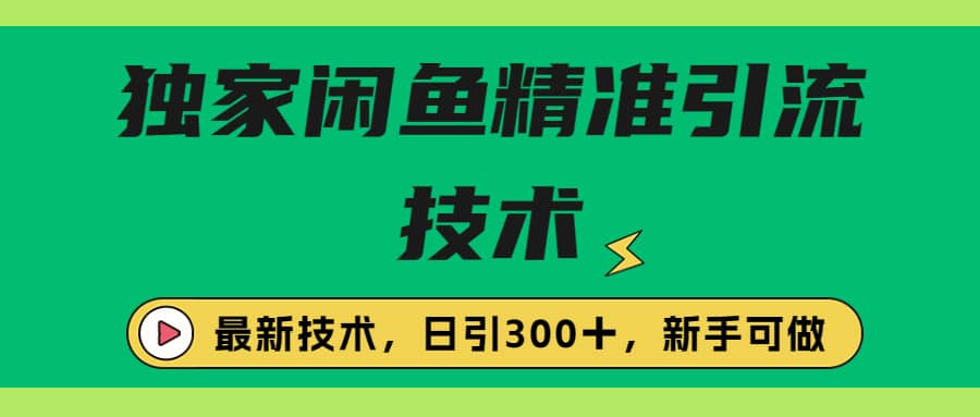 独家闲鱼引流技术，日引300＋实战玩法时点搞钱-网创项目资源站-副业项目-创业项目-搞钱项目时点搞钱