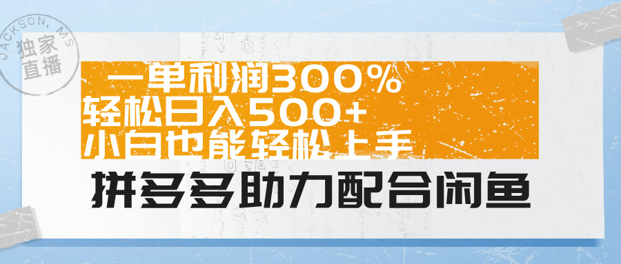 拼多多助力配合闲鱼 一单利润300% 轻松日入500+ 小白也能轻松上手!时点搞钱-网创项目资源站-副业项目-创业项目-搞钱项目时点搞钱