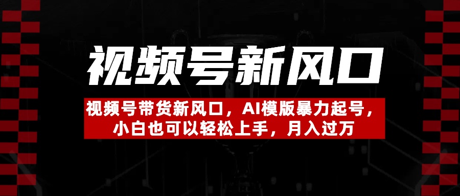 视频号带货新风口，AI模版暴力起号，小白也可以轻松上手，月入过万时点搞钱-网创项目资源站-副业项目-创业项目-搞钱项目时点搞钱