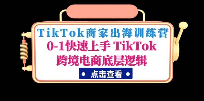 TikTok商家出海训练营：0-1快速上手 TikTok跨境电商底层逻辑(无水印)时点搞钱-网创项目资源站-副业项目-创业项目-搞钱项目时点搞钱