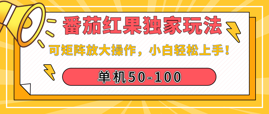 番茄红果独家玩法,单机50-100,可矩阵放大操作,小白轻松上手!时点搞钱-网创项目资源站-副业项目-创业项目-搞钱项目时点搞钱