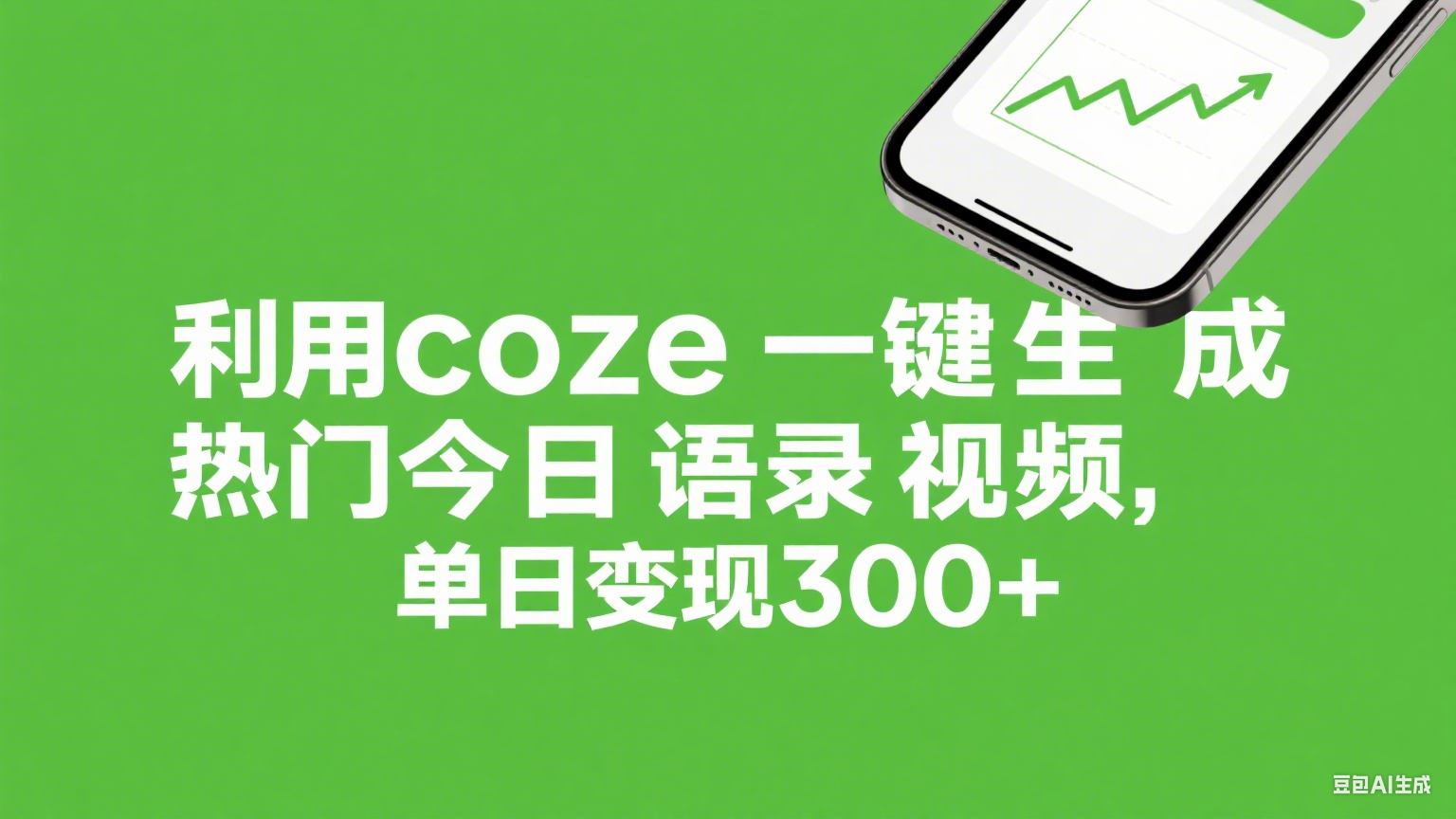 利用coze一键生成热门今日语录视频,单日变现300+时点搞钱-网创项目资源站-副业项目-创业项目-搞钱项目时点搞钱