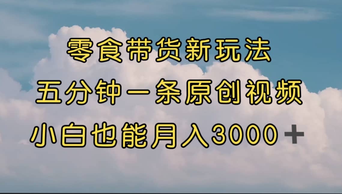 零食带货新玩法，5分钟一条原创视频，新手小白也能轻松月入3000+ （教程）时点搞钱-网创项目资源站-副业项目-创业项目-搞钱项目时点搞钱