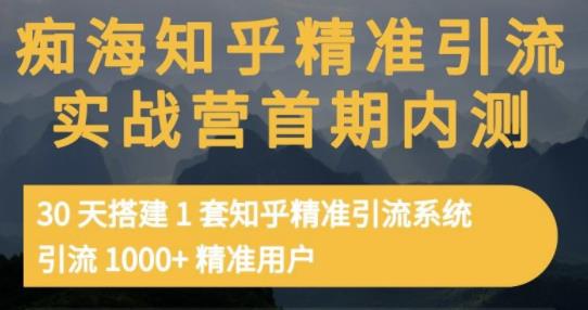 痴海知乎精准引流实战营1-2期，30天搭建1套知乎精准引流系统，引流1000+精准用户时点搞钱-网创项目资源站-副业项目-创业项目-搞钱项目时点搞钱