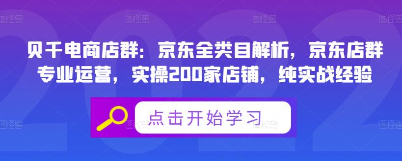 贝千电商店群：京东全类目解析，京东店群专业运营，实操200家店铺，纯实战经验时点搞钱-网创项目资源站-副业项目-创业项目-搞钱项目时点搞钱