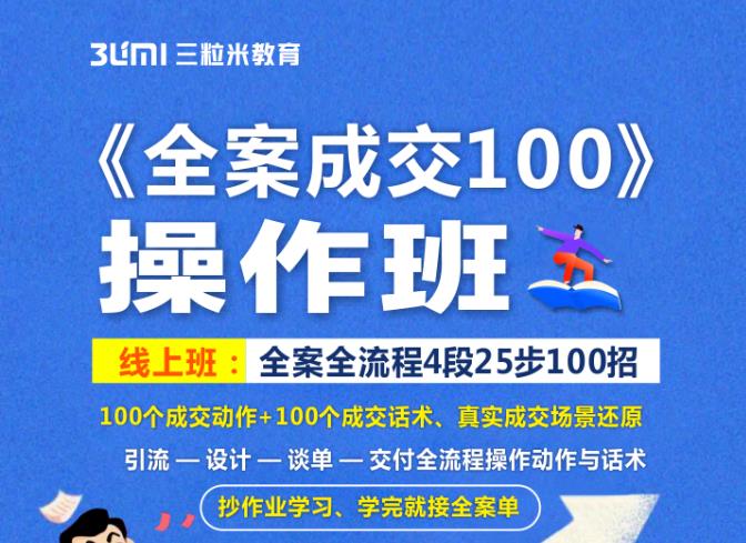 《全案成交100》全案全流程4段25步100招，操作班时点搞钱-网创项目资源站-副业项目-创业项目-搞钱项目时点搞钱