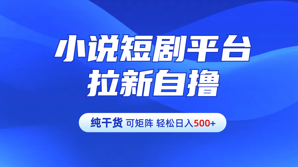 【纯干货】小说短剧平台拉新自撸玩法详解-单人轻松日入500+时点搞钱-网创项目资源站-副业项目-创业项目-搞钱项目时点搞钱