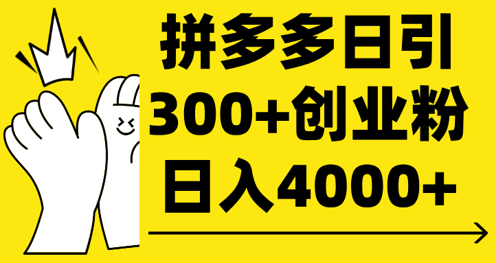 拼多多日引300+创业粉 日入4000+时点搞钱-网创项目资源站-副业项目-创业项目-搞钱项目时点搞钱